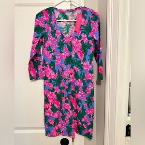 NWT Lilly pulitzer Cerise pink safari sunset tessa 3/4 sleeve dress size xs